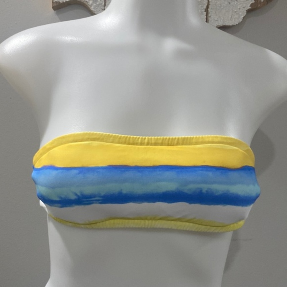 NWOT! Onia Rachel Blue/Yellow Watercolor Bikini Top